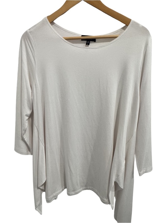 Tops - Comfy USA White Modal Swing Tunic Top Large Sharkbite Side Slit Made USA